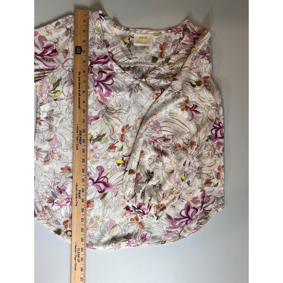 Maeve by Anthropologie Women's Pernille Floral Tie Sleeve Top Rayon Size XS - Picture 10 of 12